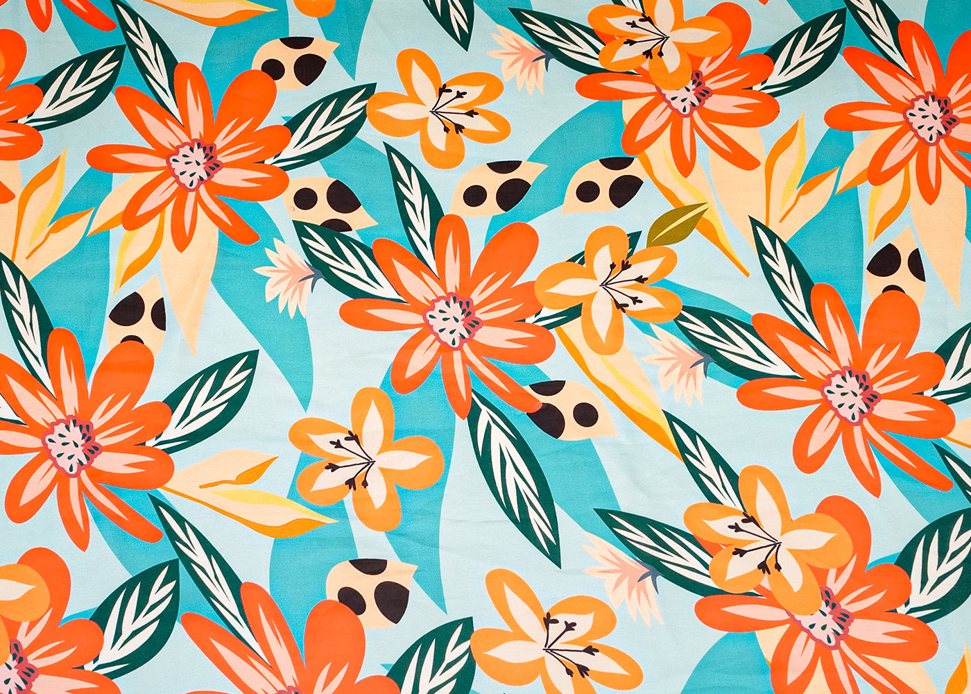 Sky Blue Georgette Satin Fabric with All Over Floral Print 17096