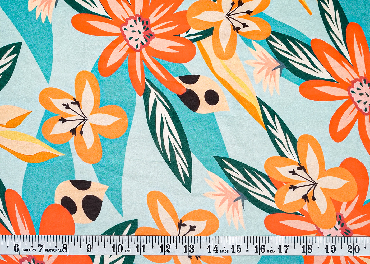 Sky Blue Georgette Satin Fabric with All Over Floral Print 17096