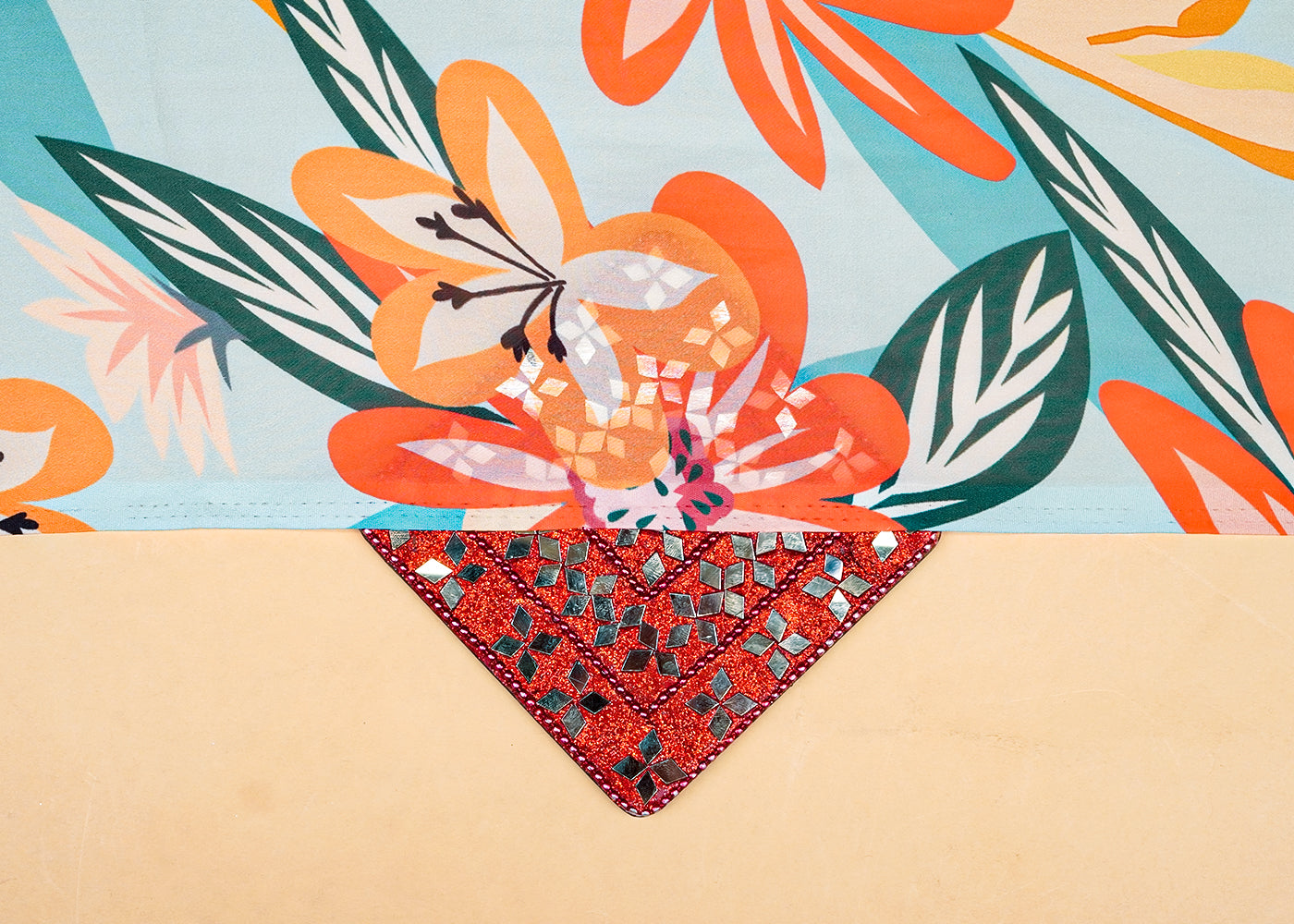 Sky Blue Georgette Satin Fabric with All Over Floral Print 17096