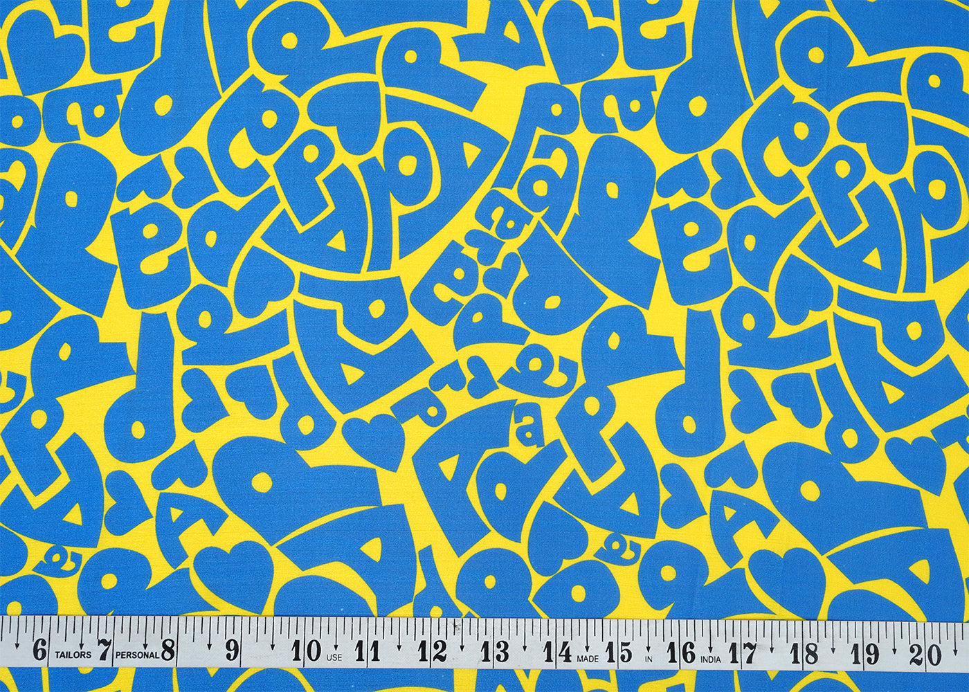 Lemon Yellow Georgette Satin Fabric with All Over Nursery Print 17097