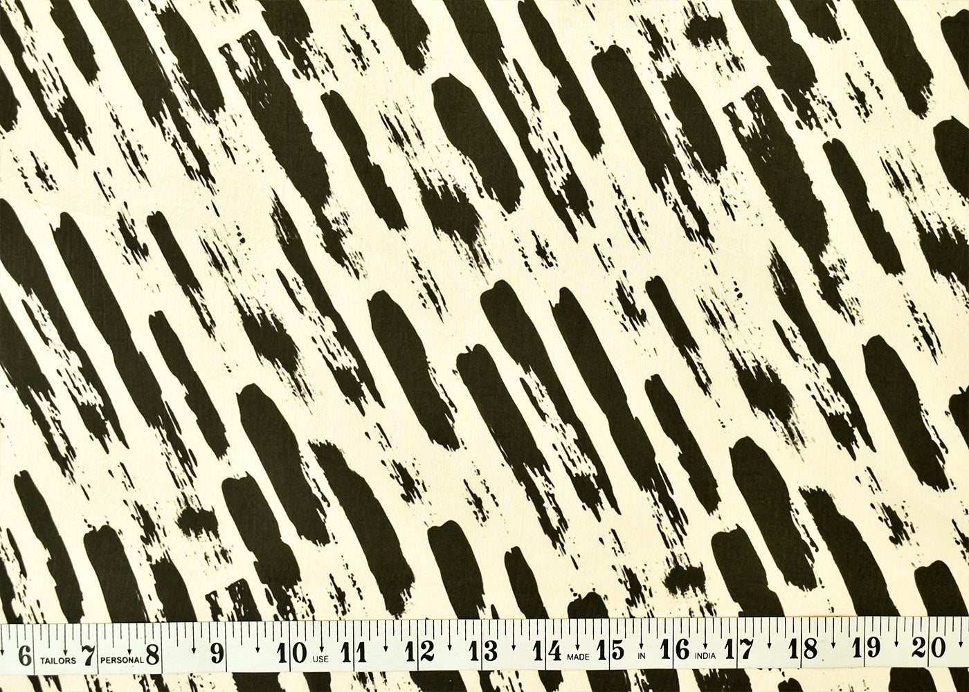 Black & White Georgette Satin Fabric with All Over black Abstract Print 17101