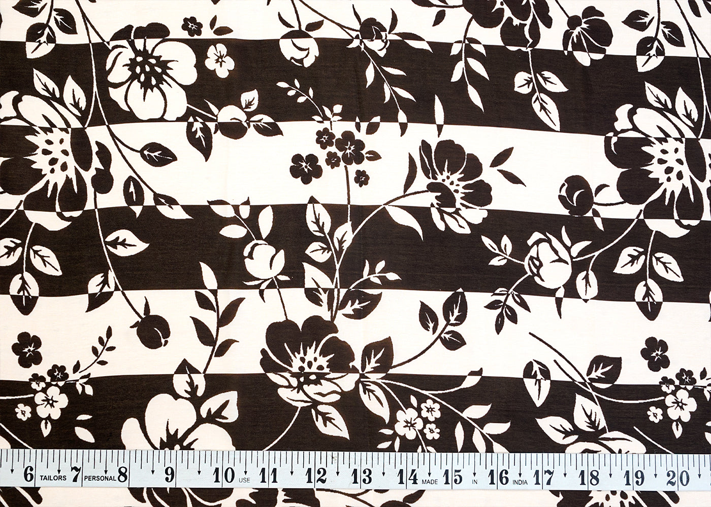 Black & White Georgette Satin Fabric with All Over Abstract Print 17103