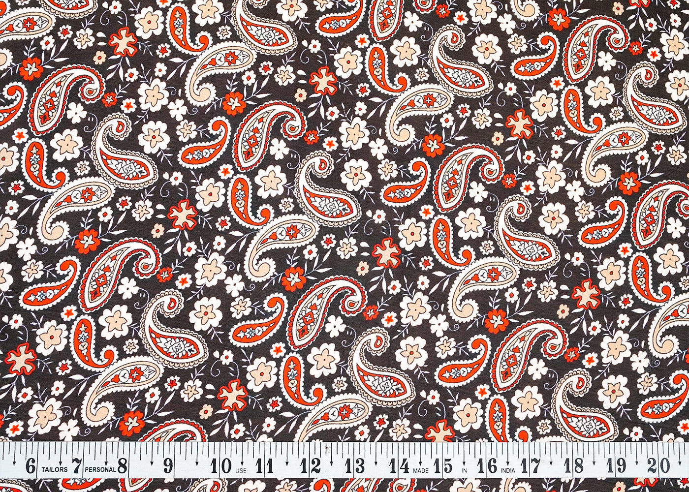 Black Georgette Satin Fabric with All Over Traditional Print 17115