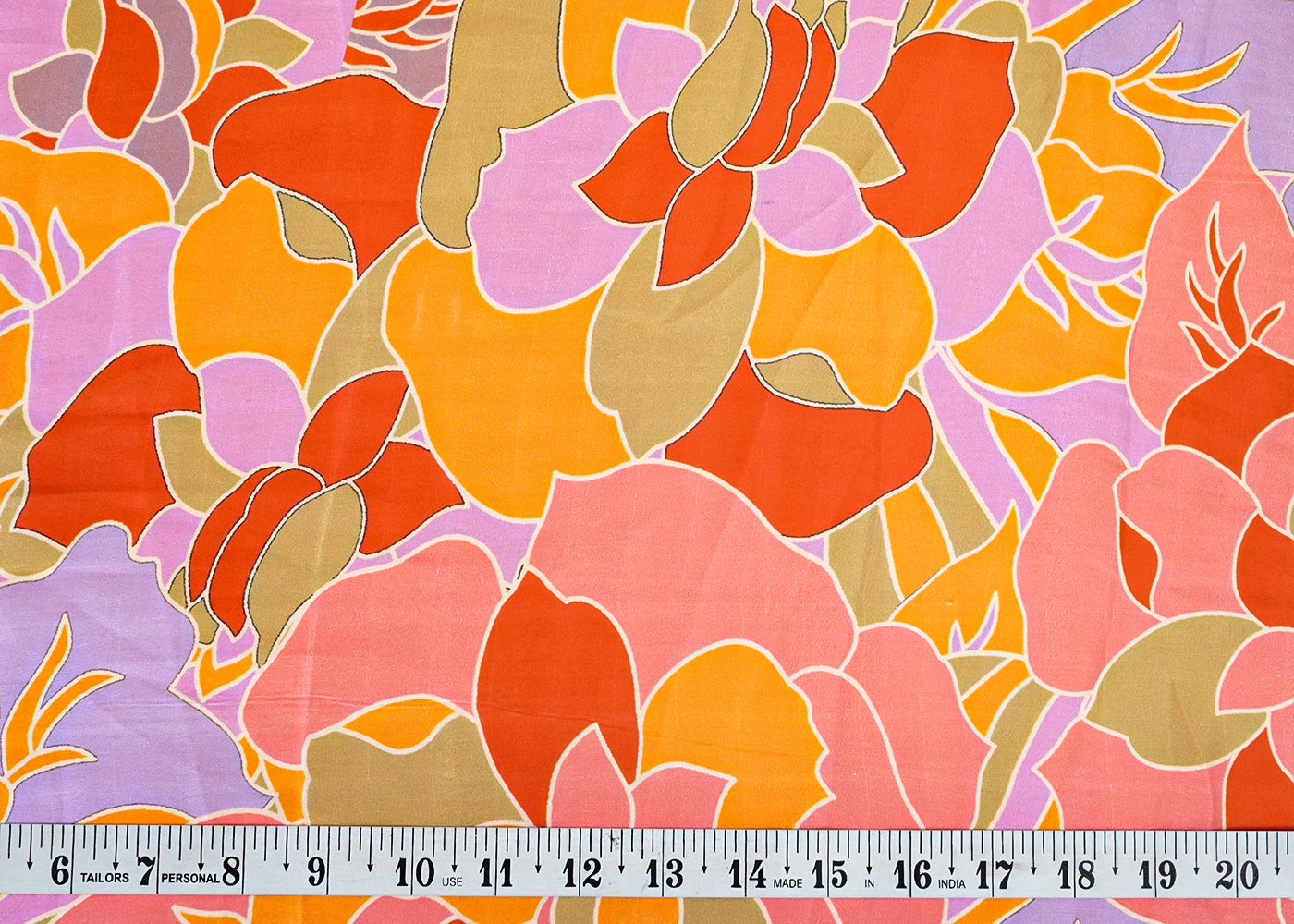 Lavender Georgette Satin Fabric with All Over Abstract Print 17120