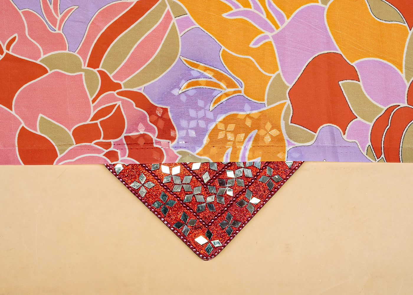 Lavender Georgette Satin Fabric with All Over Abstract Print 17120