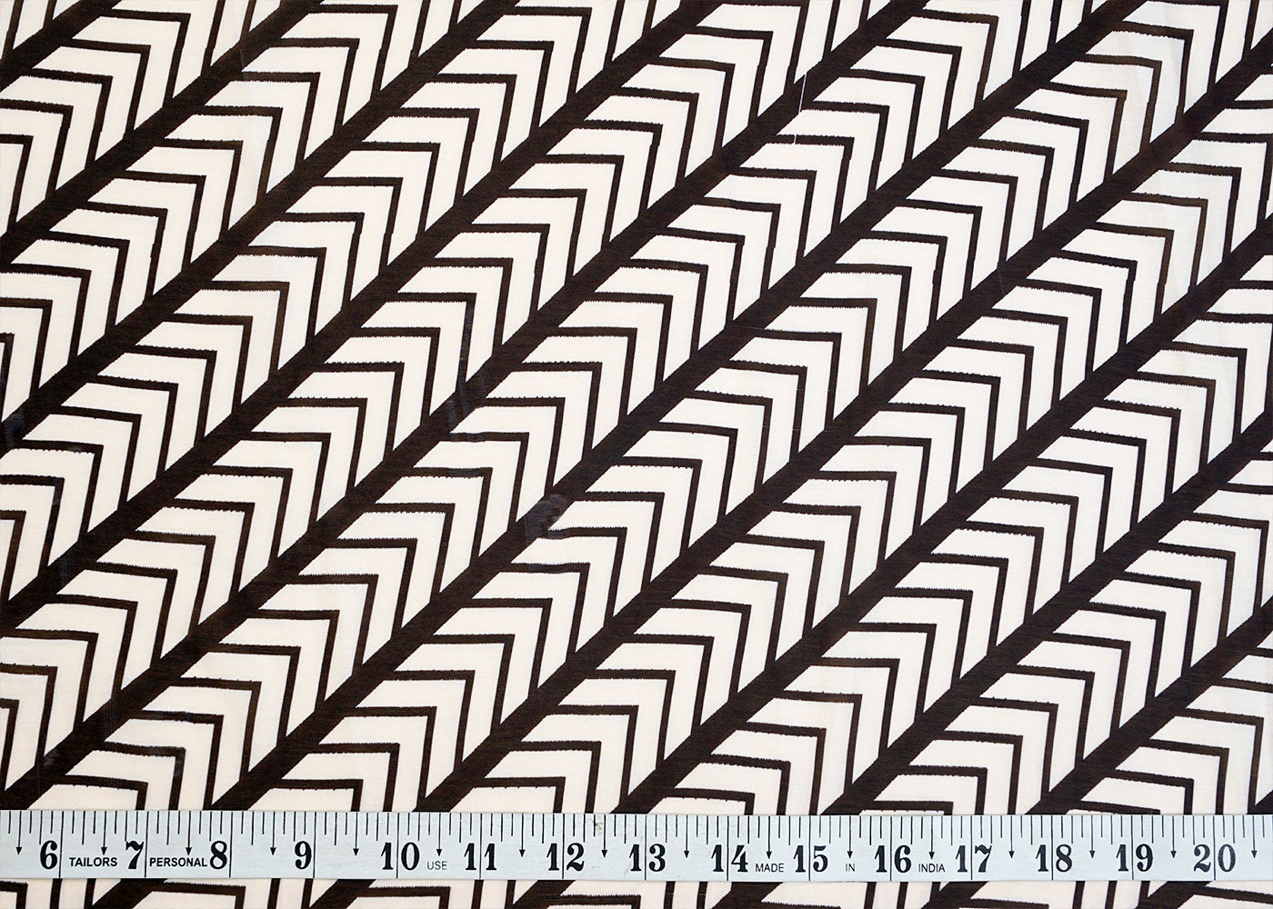 Off White Georgette Satin Fabric with All Over Geometric Print 17127