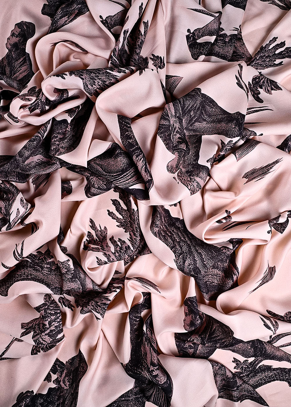 Beige Armani Satin Fabric With All Over Abstarct Print 17285