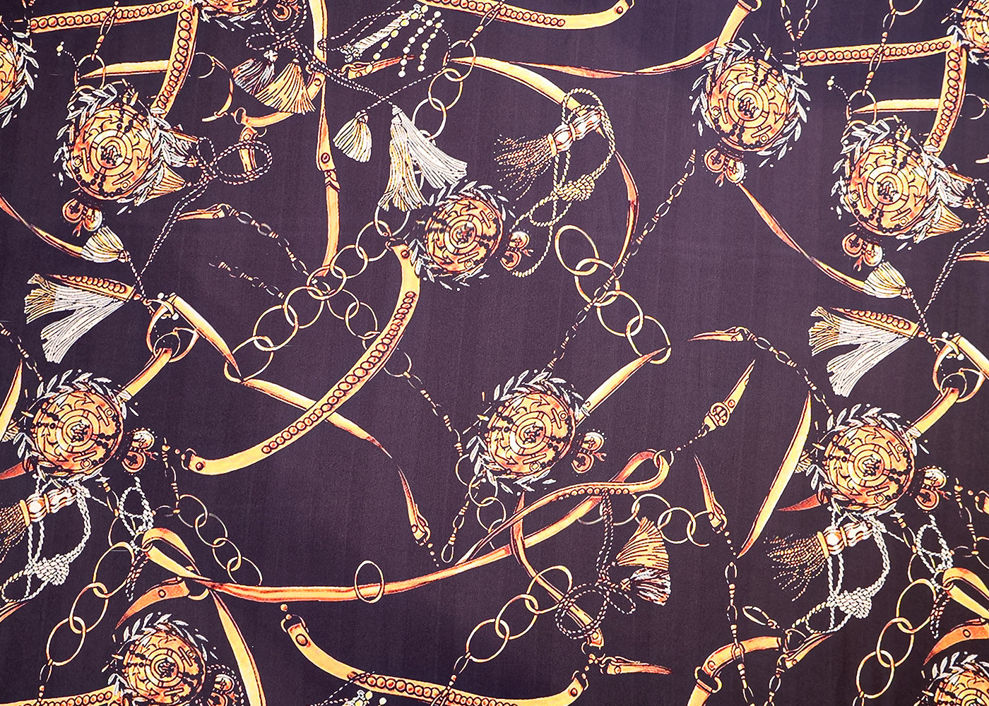 Black Armani Satin Fabric with All Over Abstract Print 17289