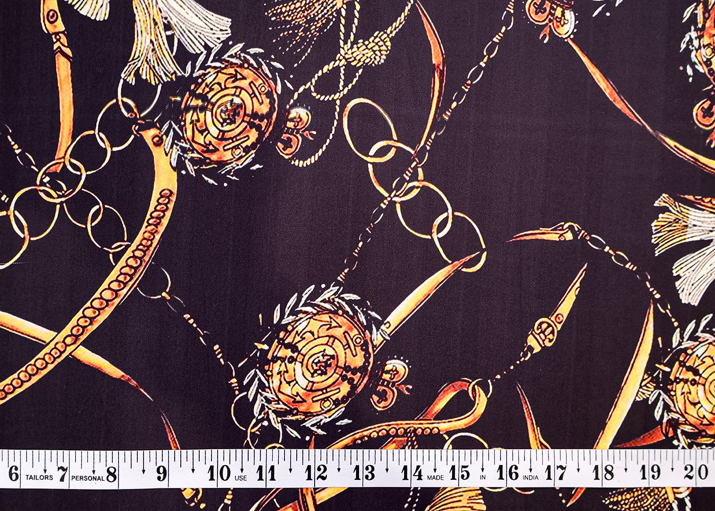 Black Armani Satin Fabric with All Over Abstract Print 17289