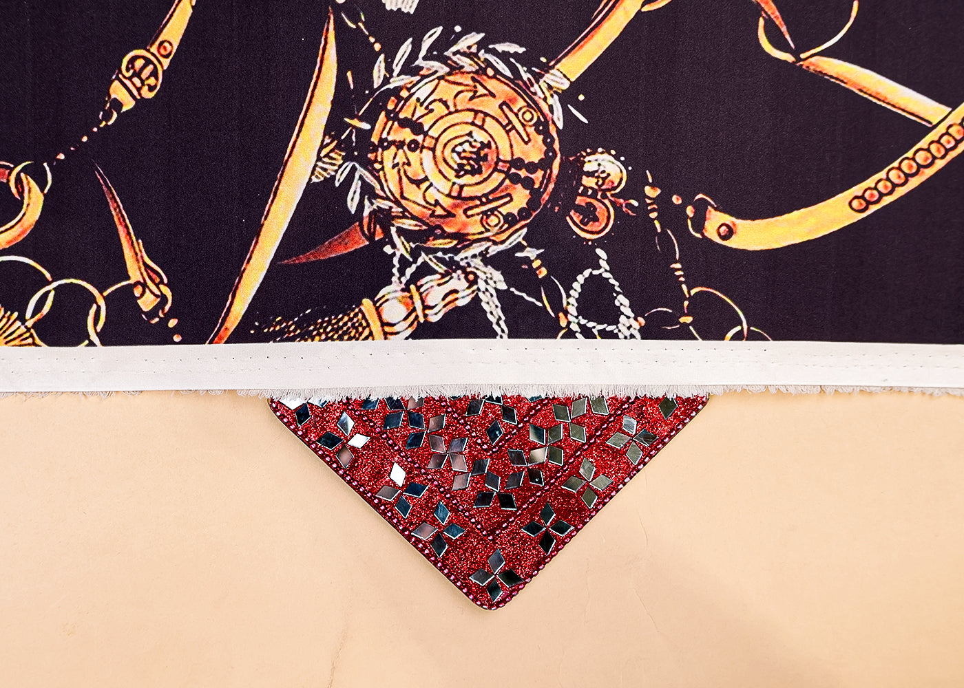Black Armani Satin Fabric with All Over Abstract Print 17289