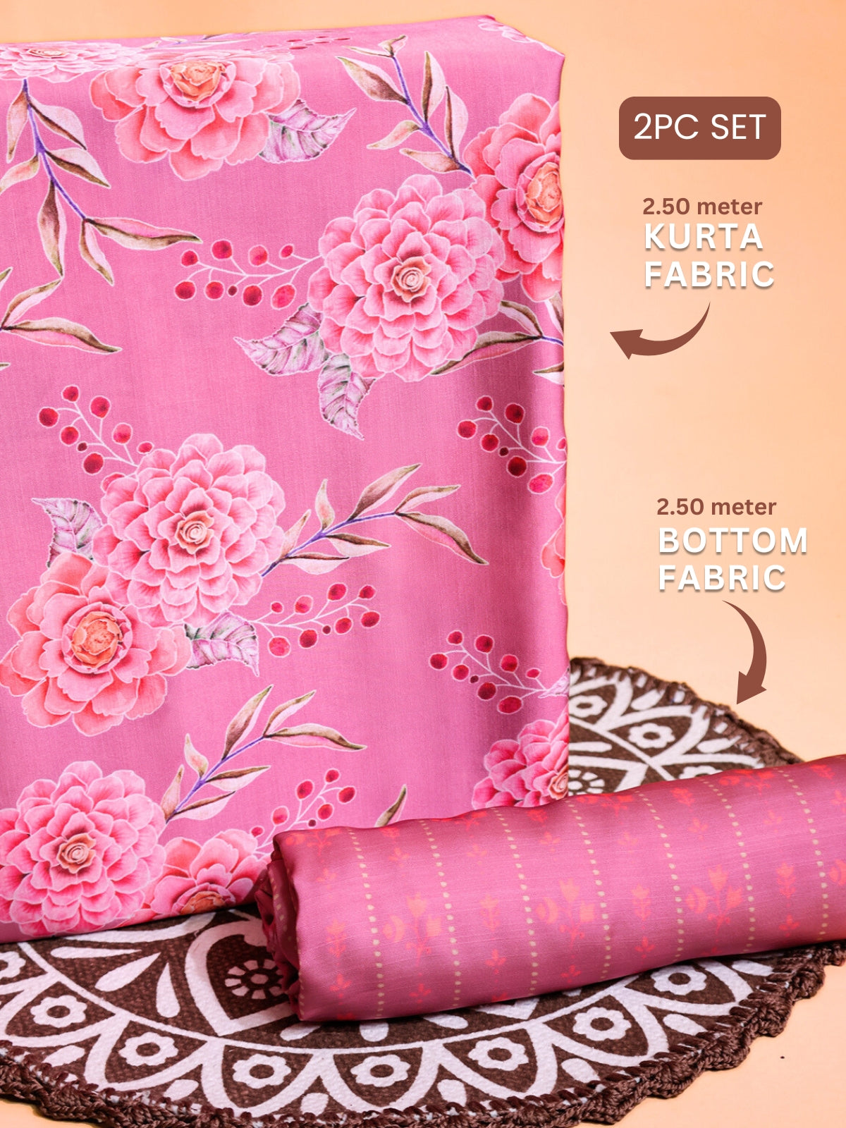 RUHANI X Linen Satin Printed Suit Set 17414