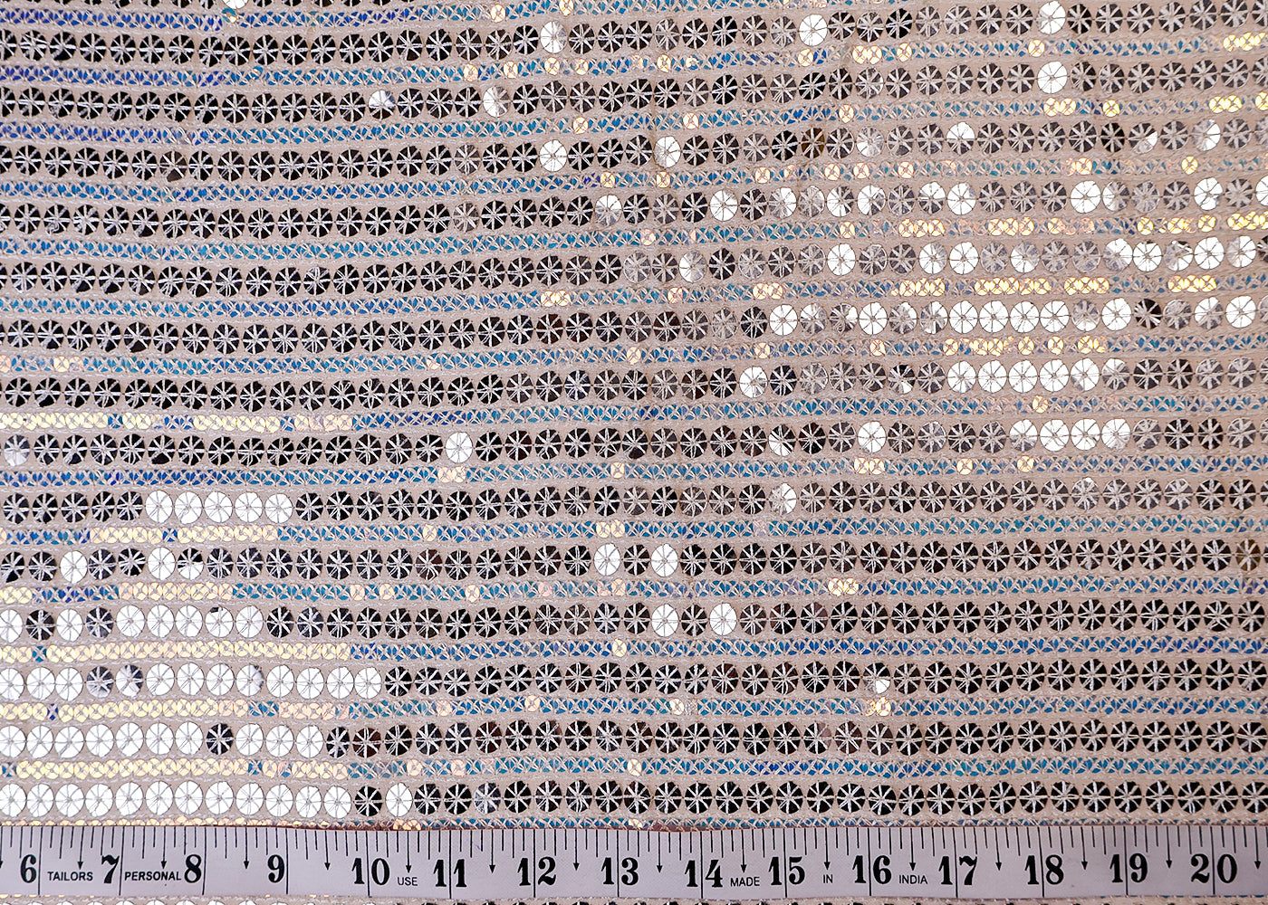 (Pre-Cut 1.3MTR) Georgette Fabric with Allover Thread and Sequins Work 17505