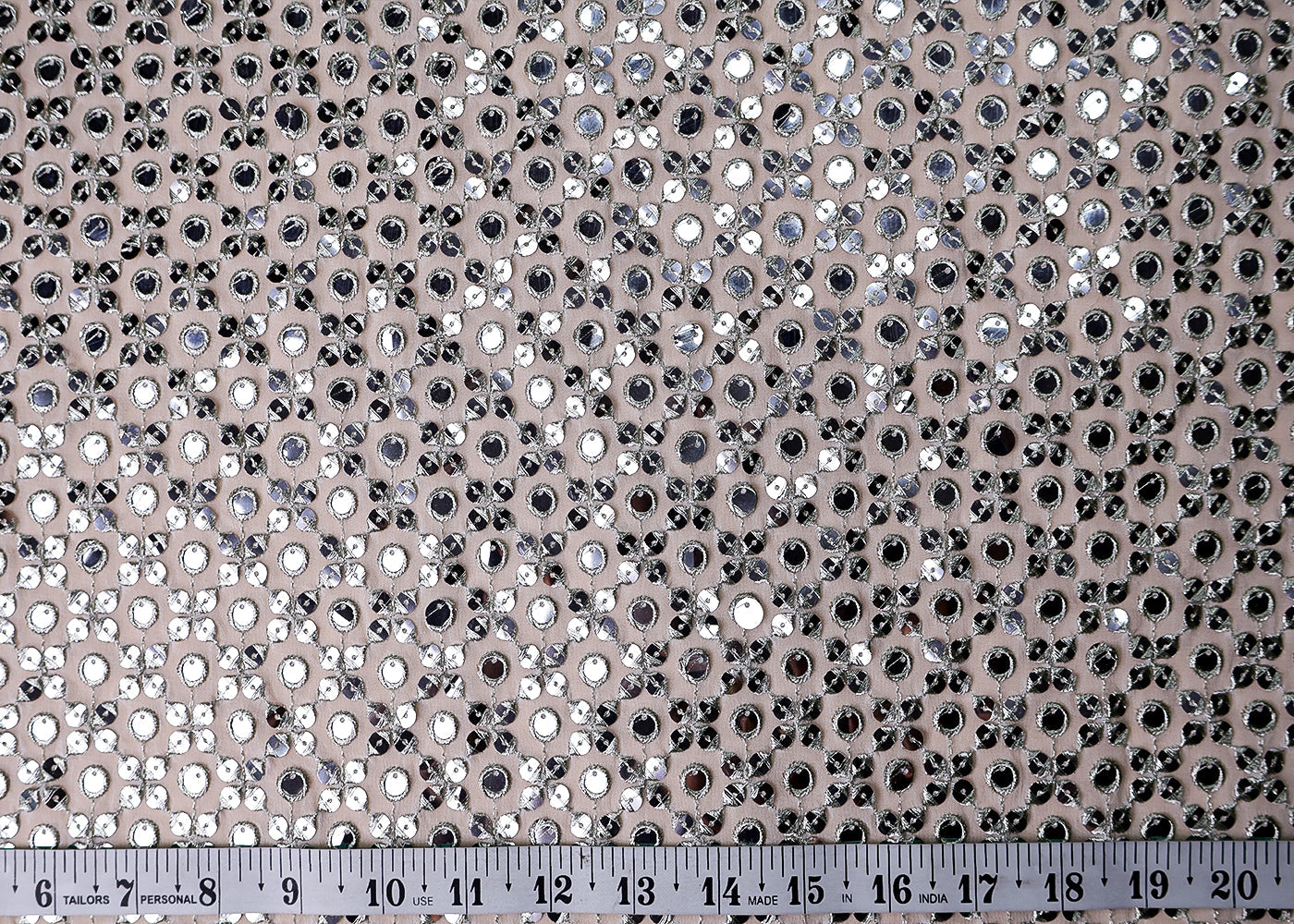 (Pre-Cut 2.3MTR) Georgette Fabric with Allover Thread and Sequins Work 17517