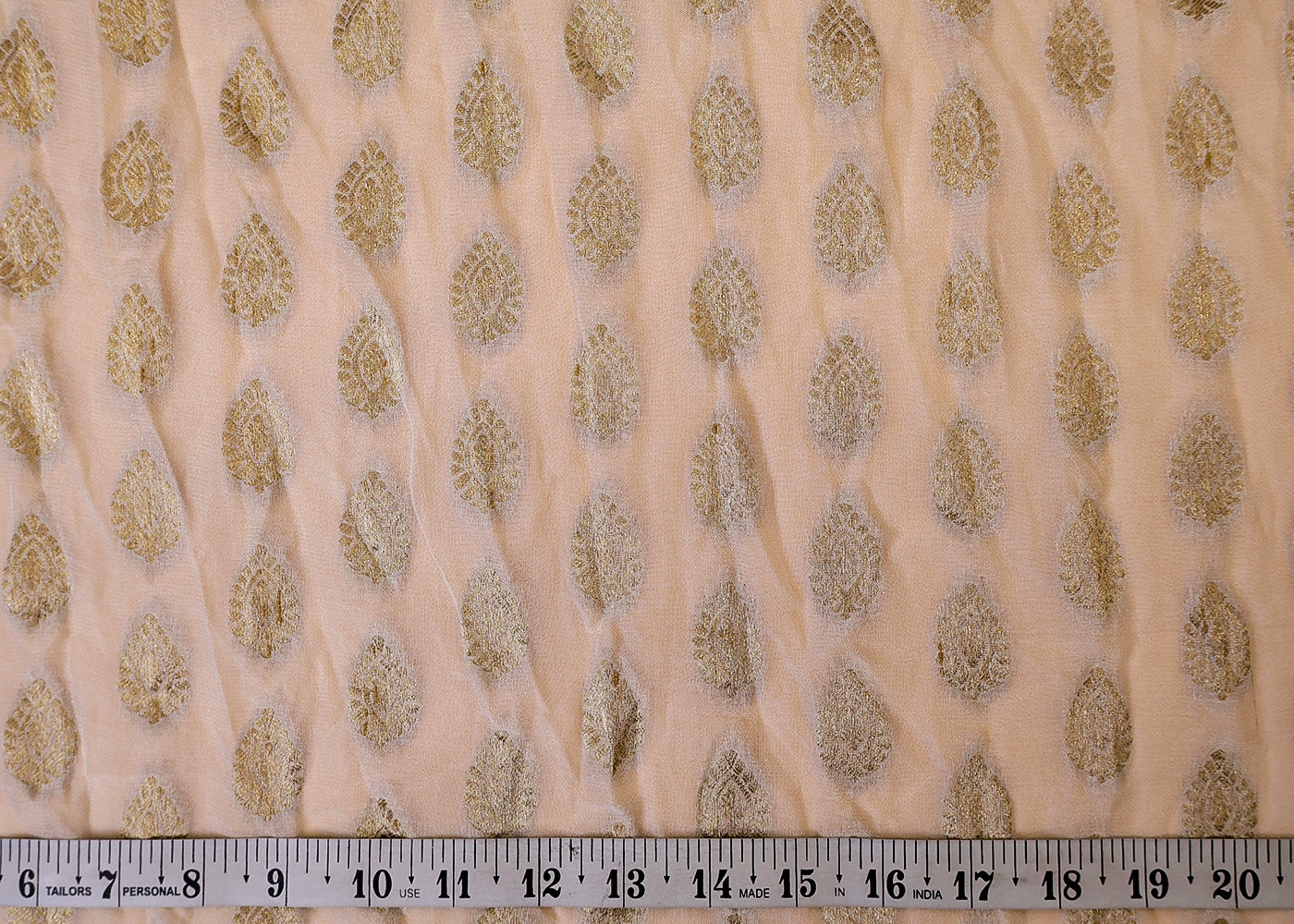 (Pre-Cut 0.8MTR) Georgette Fabric with Allover Buti of Golden thread Handloom 17537