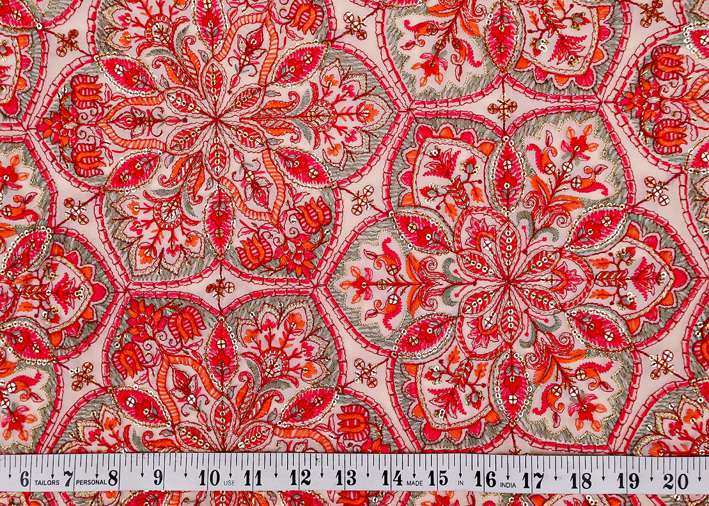 (Pre-Cut 0.5MTR) all over thread and sequins work 17549