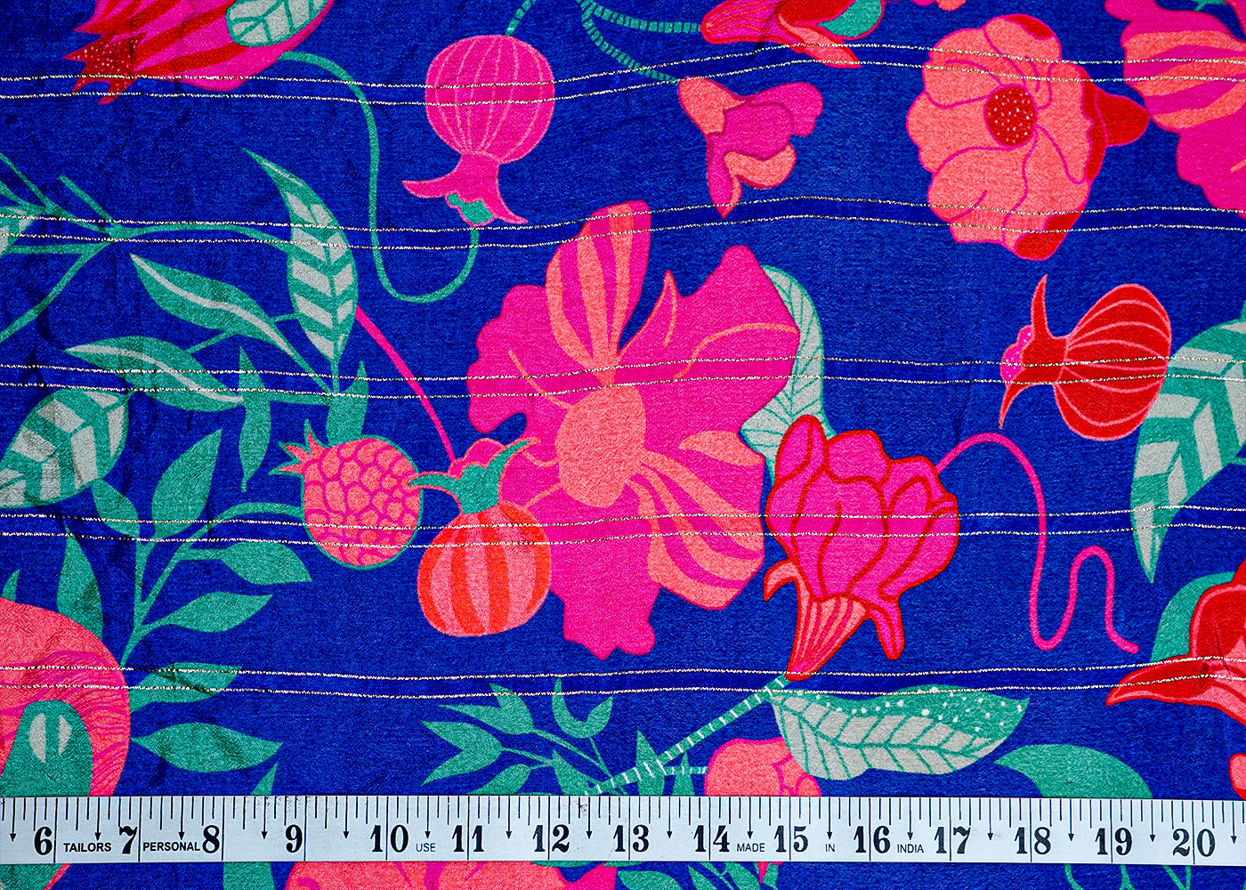 (Pre-Cut 3.45MTR ) printed fabric with lurex thread work 17554