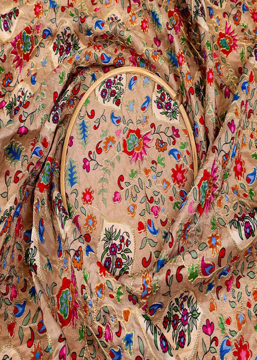 (Pre-Cut-4.8-MTR)-Sand-Upada-Silk-Fabric-With-All-Over-Print-&-Zari-Work-17597