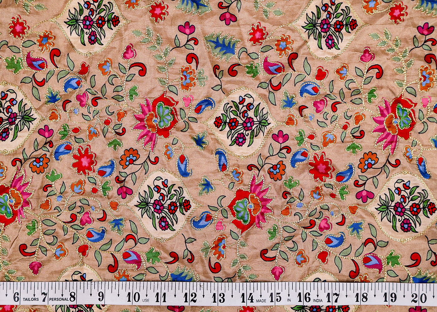 (Pre-Cut 4.8MTR) all over print with zari work 17597