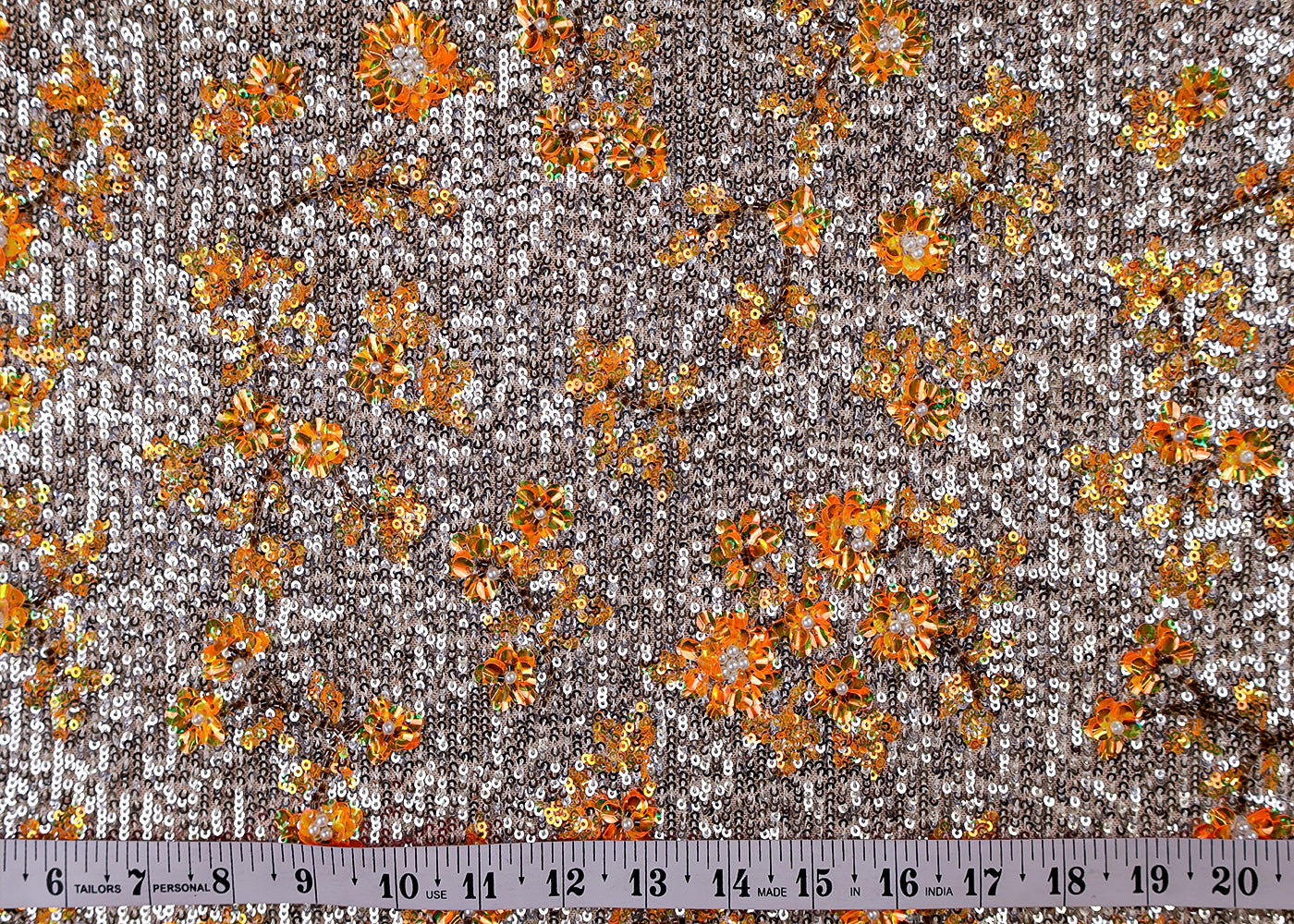 (Pre-Cut 1.4 MTR) Lycra Net Fabric With All Over Seuins Work 17602