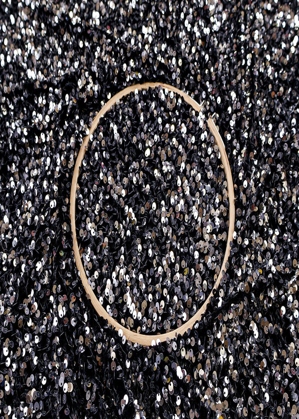 (Pre-Cut-1.3-MTR)-Black-Velvet-Fabric-With-All-Over-Sequins-Work-17618