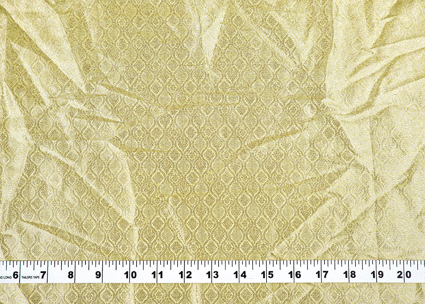 ( Pre-Cut 1 MTR) Pista Green Banarasi Brocade Fabric With All Over Golden Zari Handloom 17651