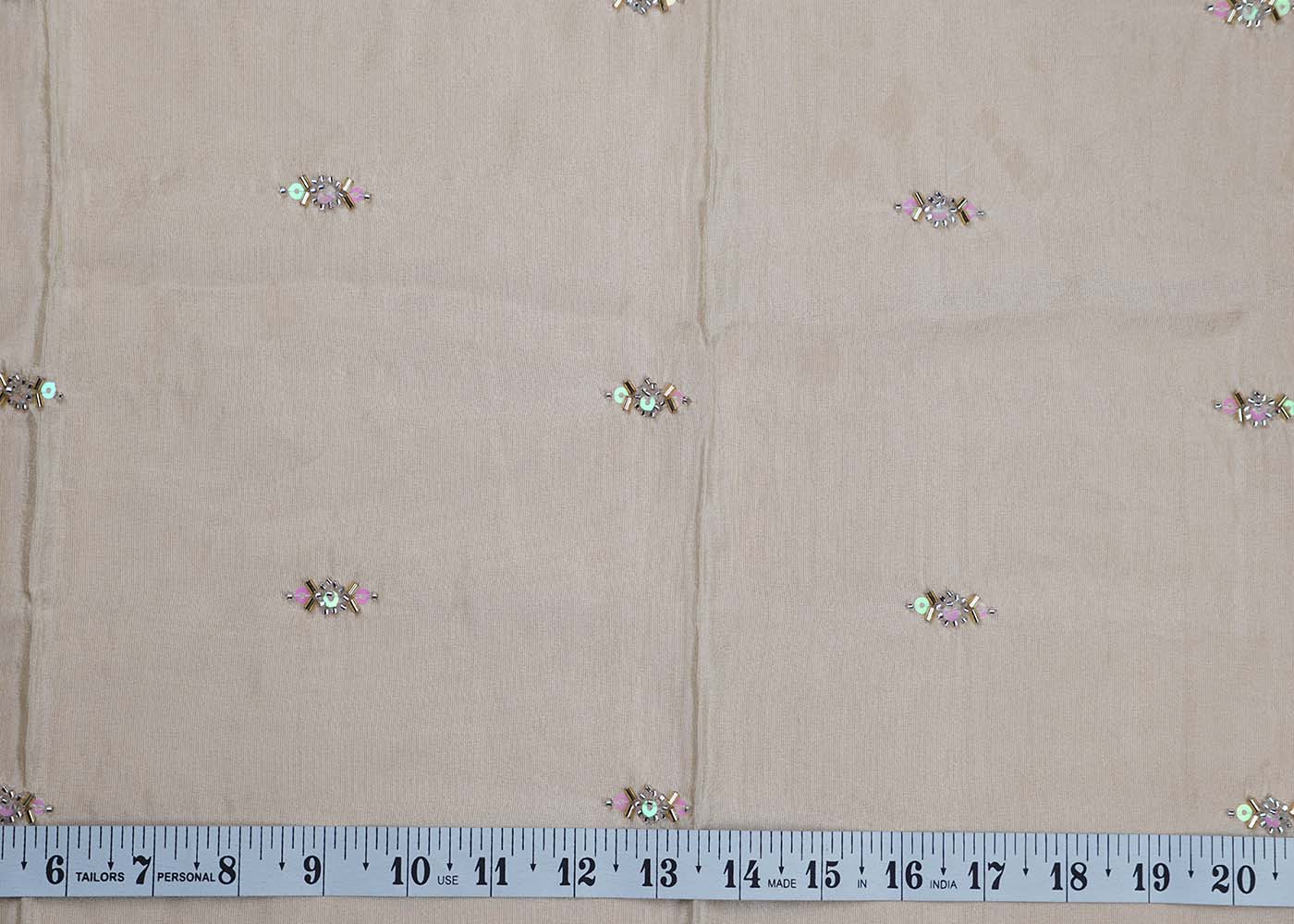 ( Pre-Cut 2.6 MTR) Golden Fabric With All Over Sequins And Katdana Work 17747