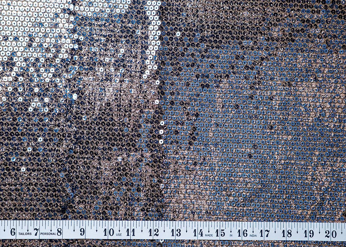 ( Pre-Cut 1.4 MTR) Black Fabric With All Over Sequins Work 17786