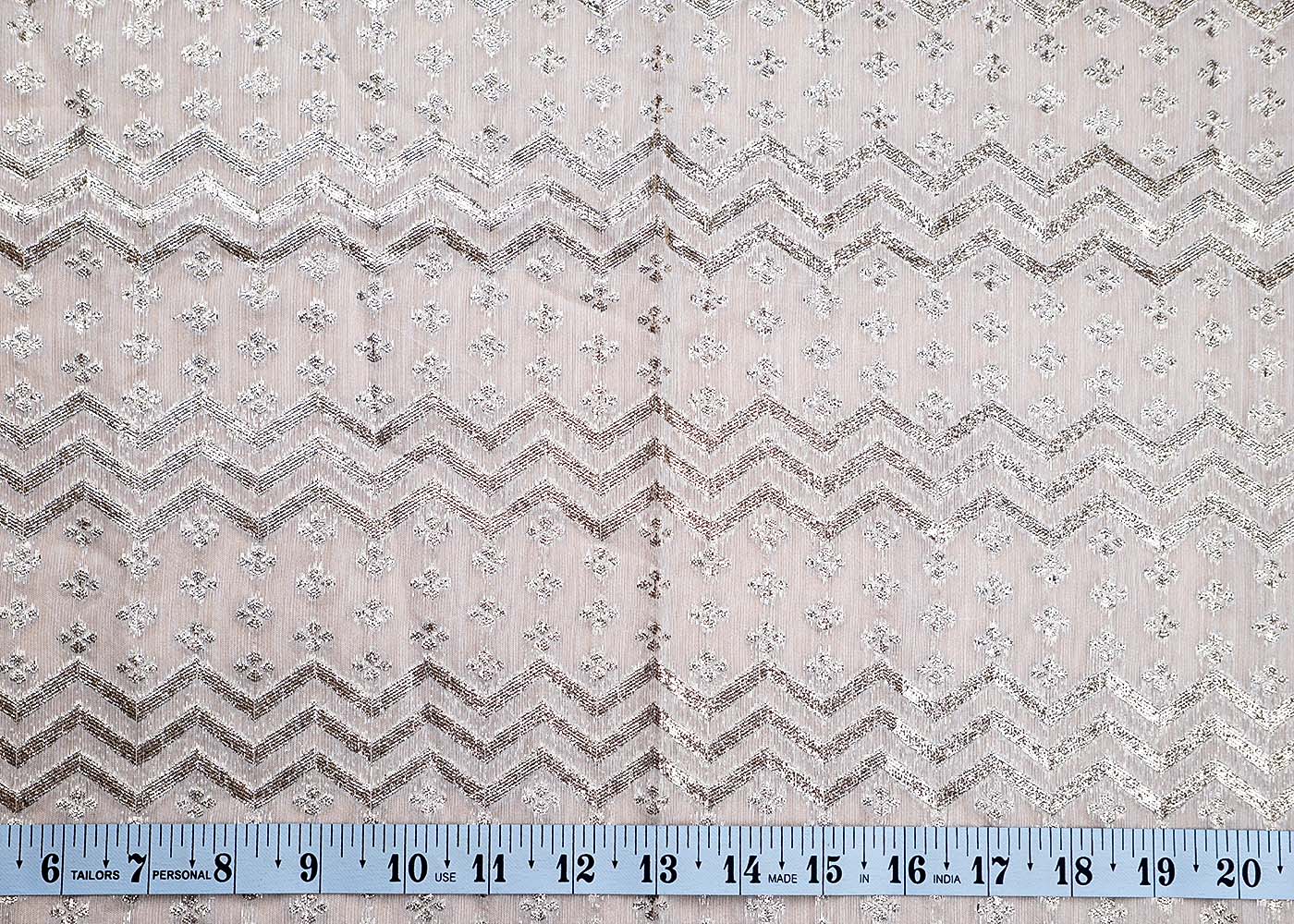 ( Pre-Cut 1.15 MTR) White Fabric With All Over Badla Zari Weaving 17787