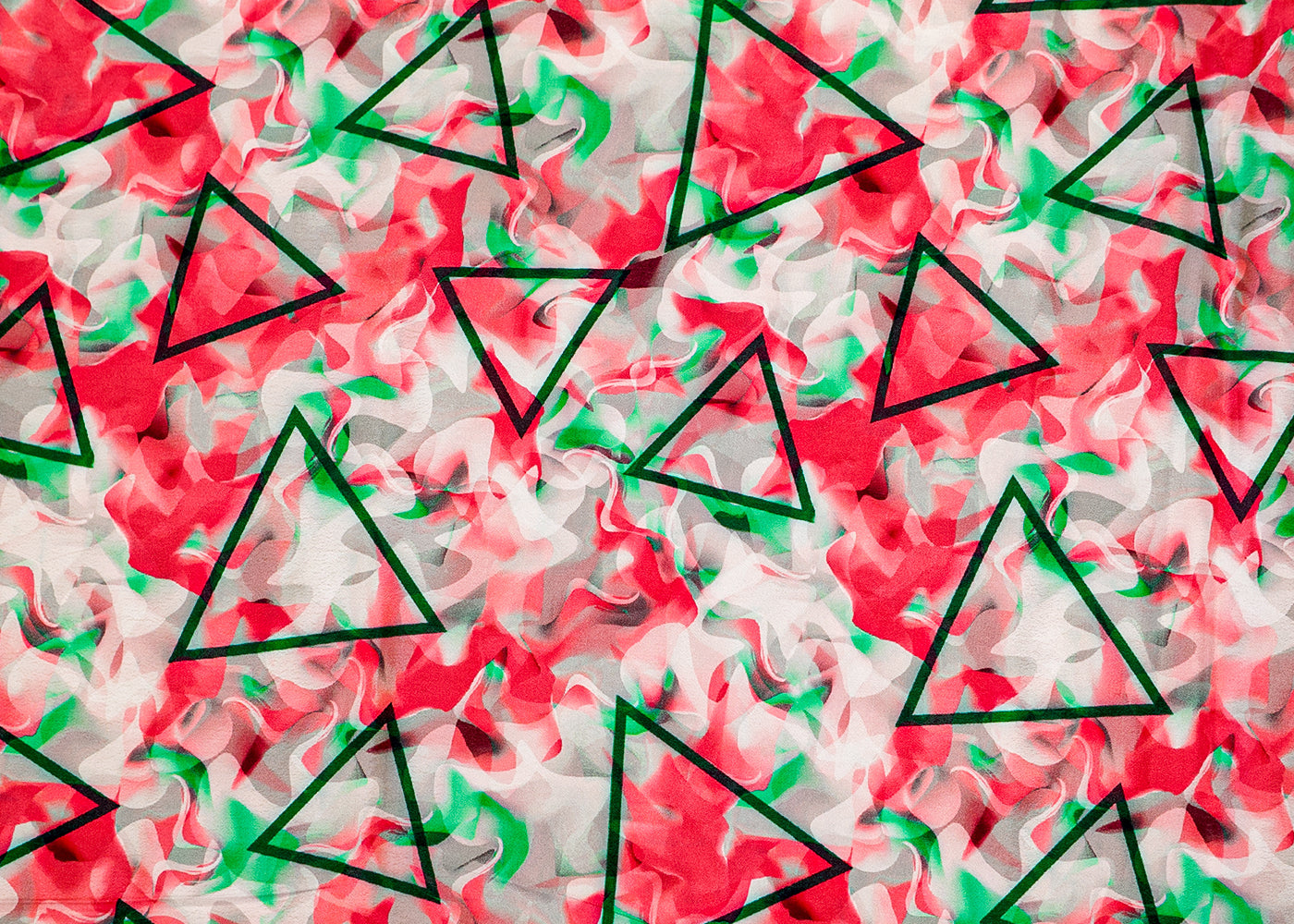 Pink & Green Natural Crepe Fabric with Allover Abstract Print 17901