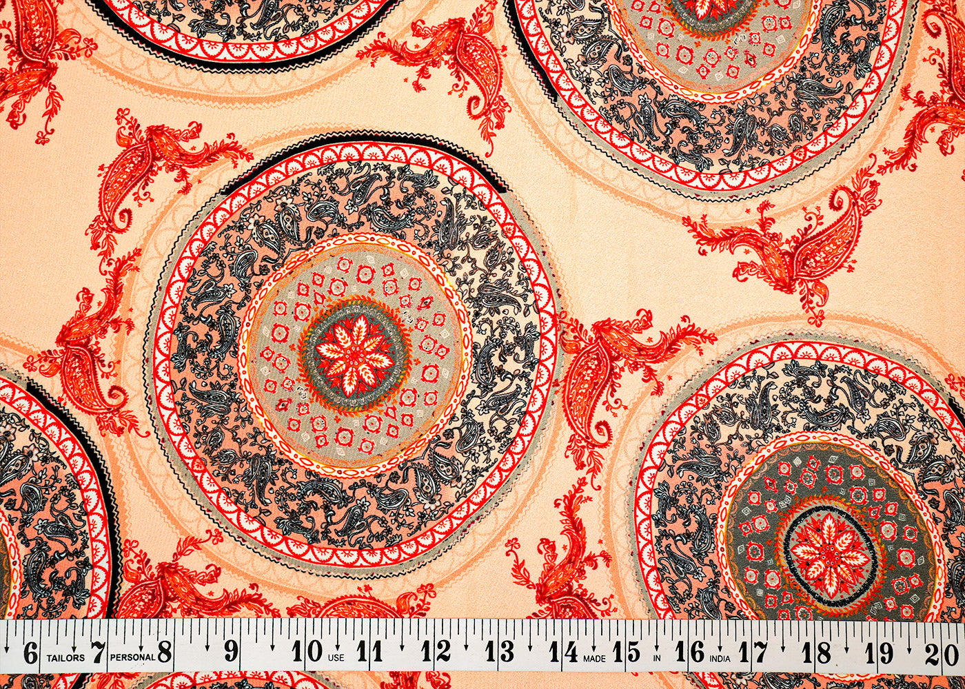 Beige Crepe Fabric with Allover Traditional Print 17905