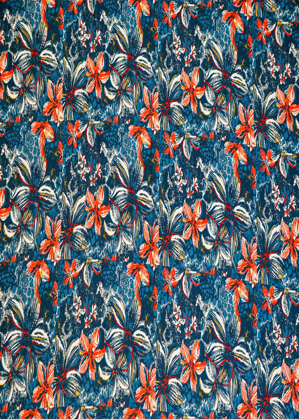 Teal-Blue-Satin-Fabric-with-Allover-Floral-Print-17906