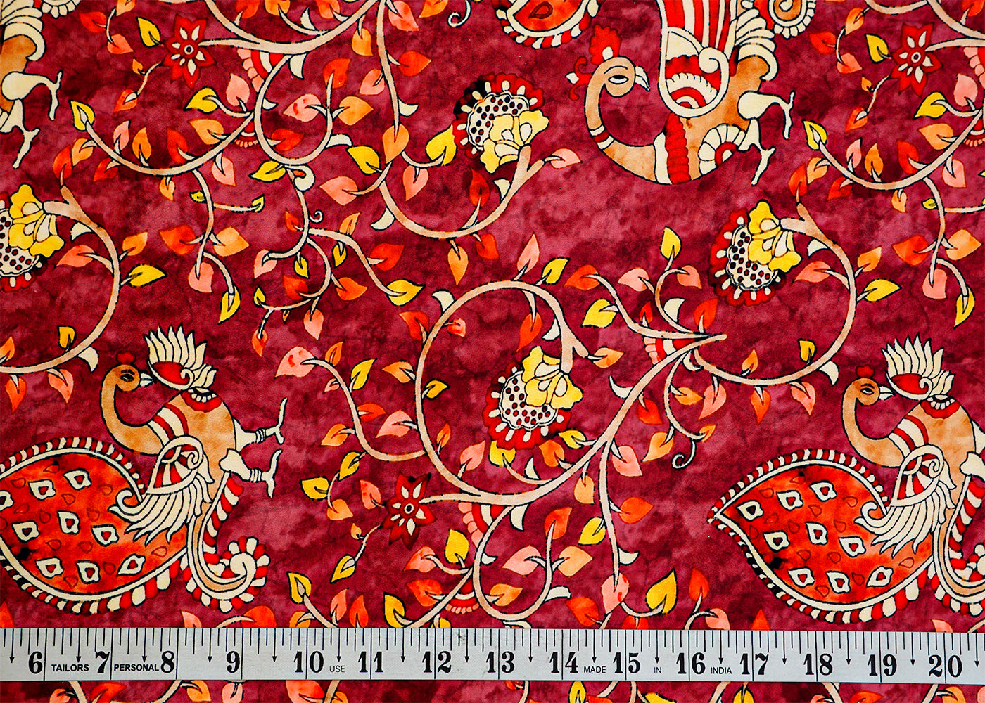 Burgandy Modal Satin with Allover Madhubani Art Print 17922