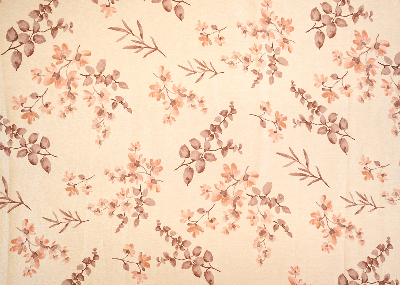 Ivory White Georgette Satin Fabric with Allover Floral Print 17924