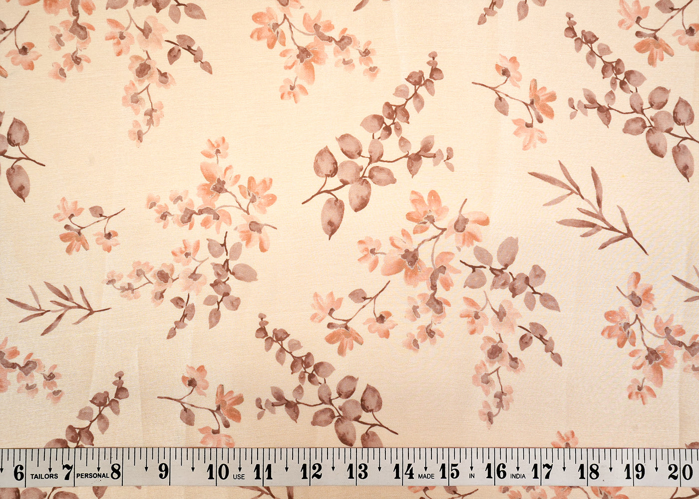 Ivory White Georgette Satin Fabric with Allover Floral Print 17924