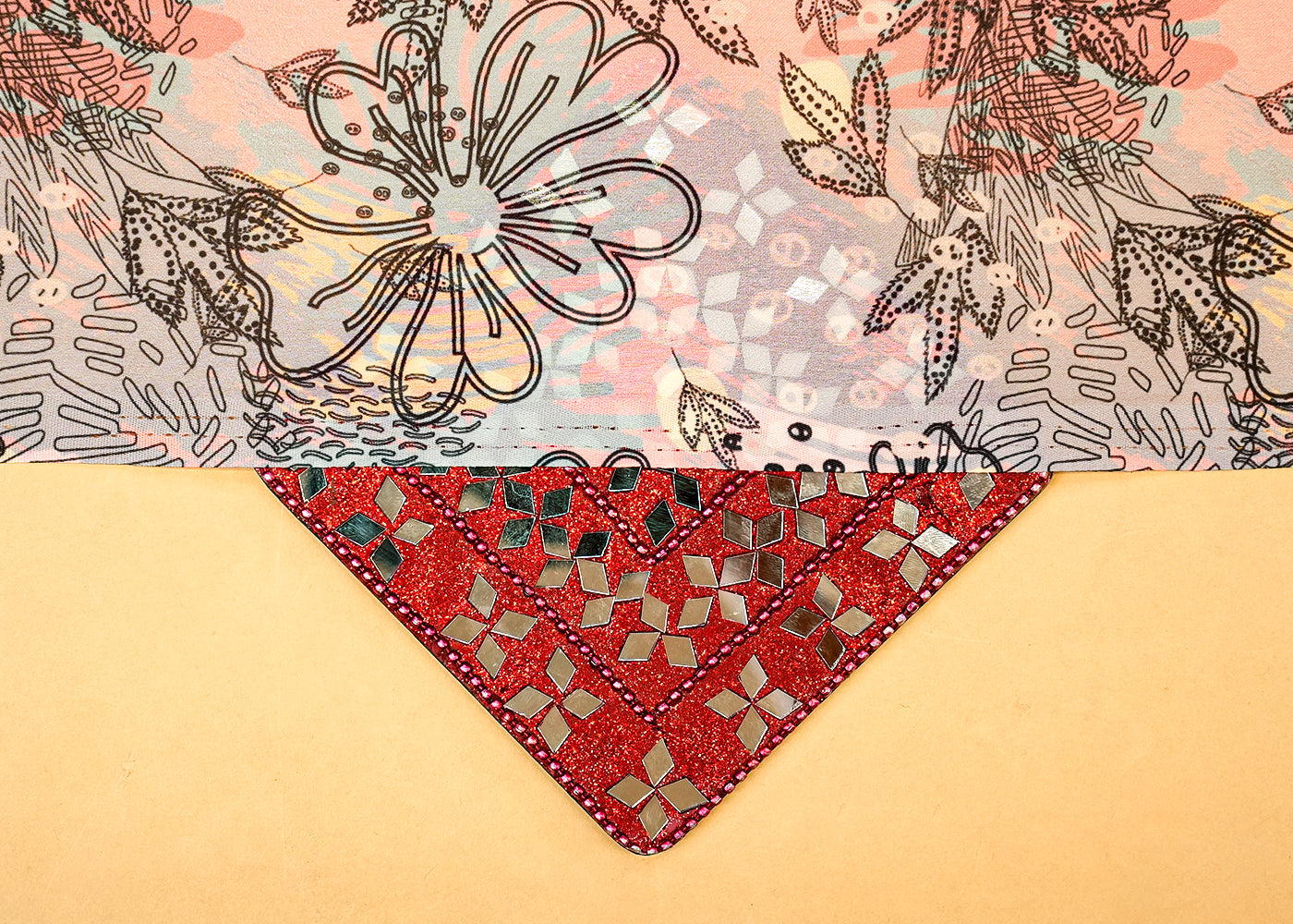 Grey Georgette Satin Fabric All Over Abstract Print 17926