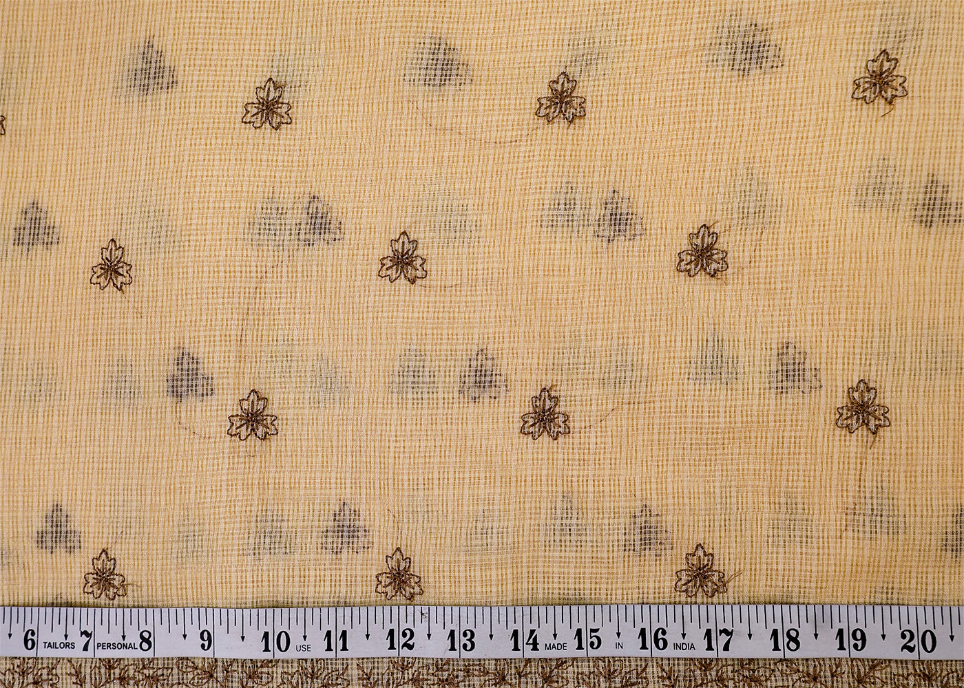 Pastel Yellow Cotton Kota Fabric with All Over Kotadoria Work of Thread 17932