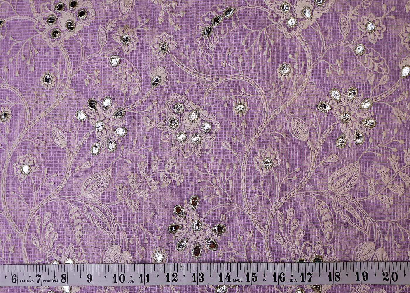 Lavender Cotton Kota Fabric with All Over Kotadoria Work of Thread and Faux Mirror 17940