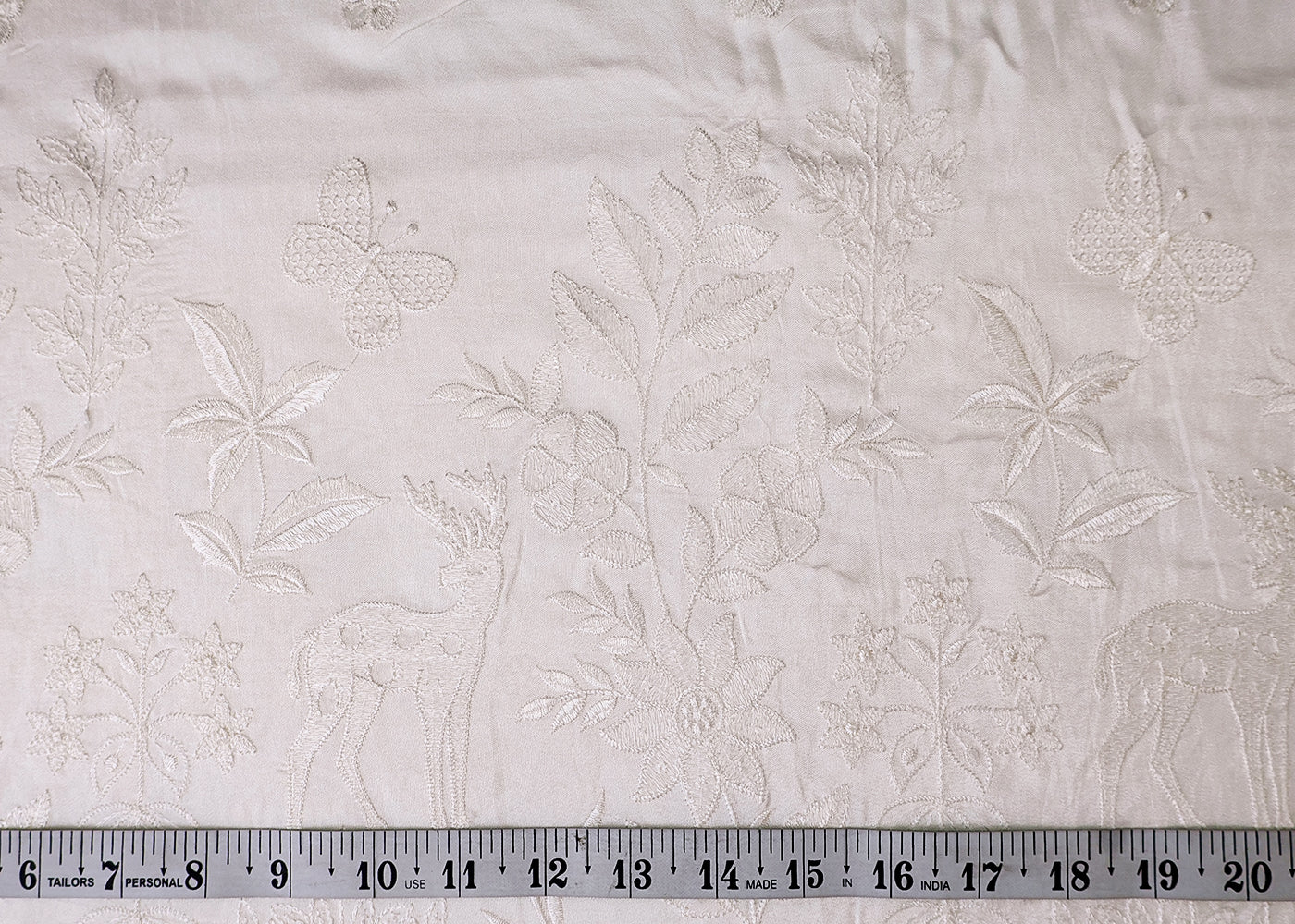 White Dola Silk Fabric with Border of Parsi Work with Thread And Sequins 17955