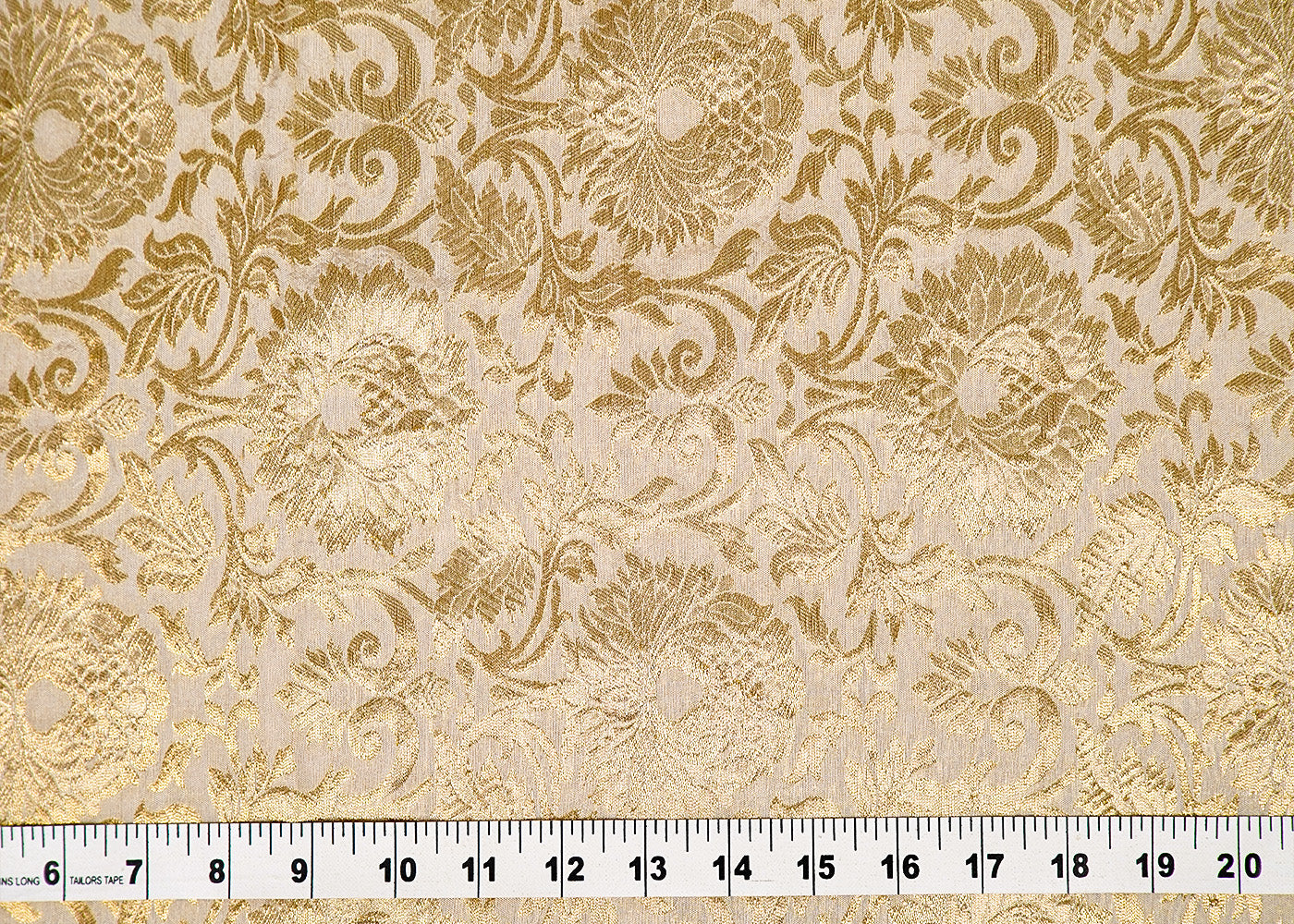 (Pre-Cut 1.7 MTR) Off White Banarasi Brocade Fabric With All Over Golden Zari Handloom 18076
