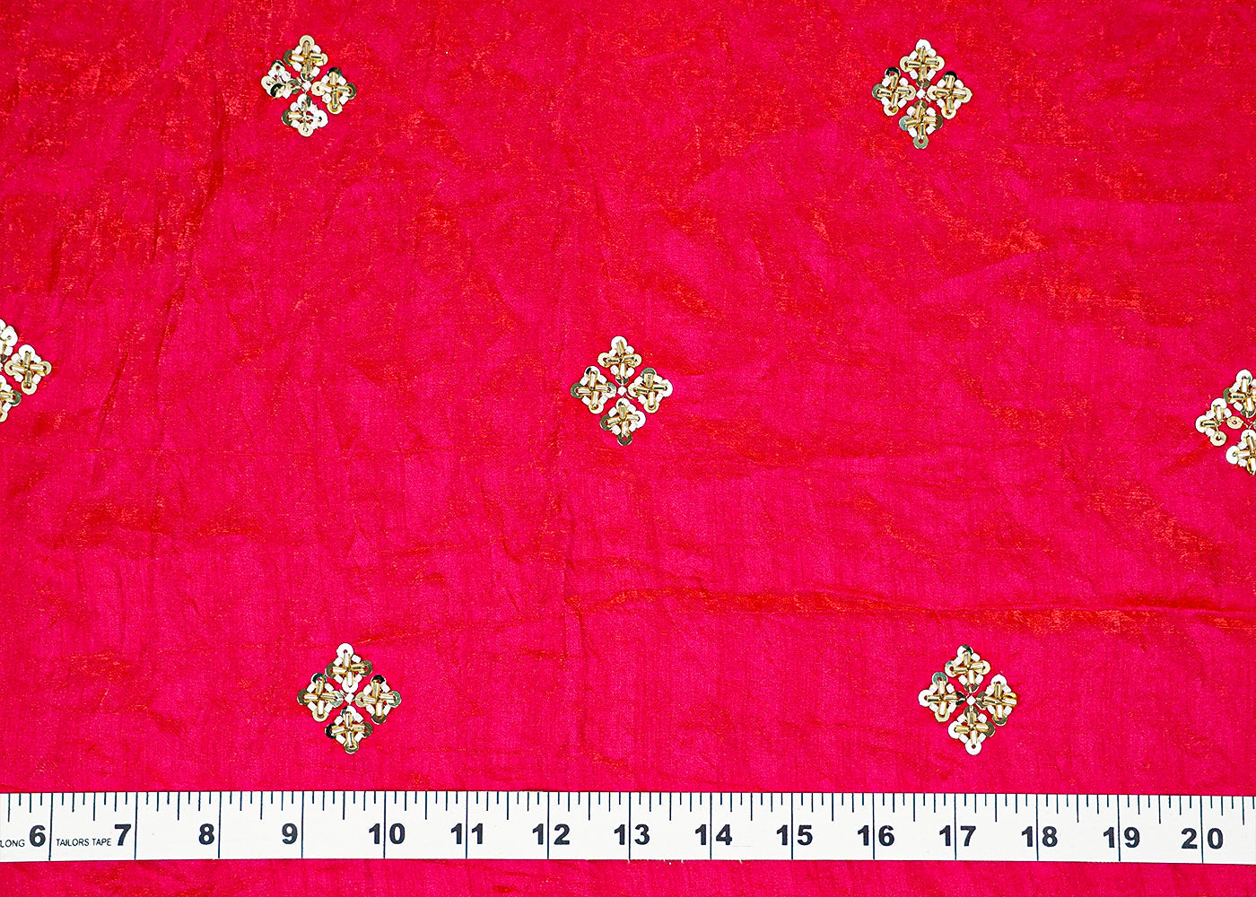 ( Pre-Cut 1.85 MTR) Pink Diamond Silk Fabric With All Over Katdana And Sequins Buti 18139
