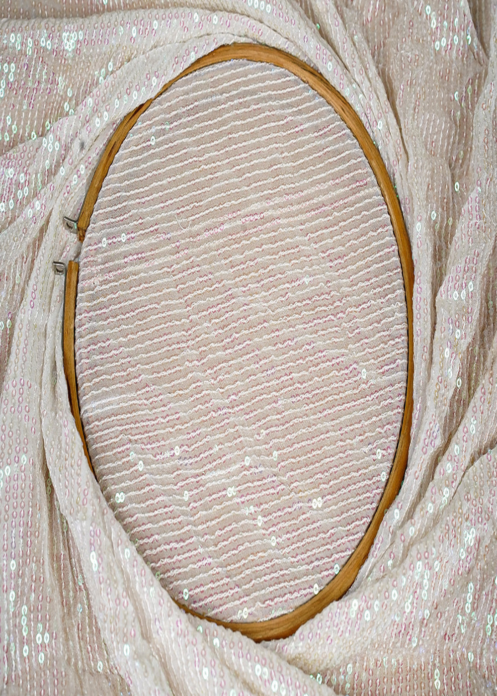 (Pre-Cut-2-MTR)-White-Georgette-Fabric-With-All-Over-Rainbow-Sequins-18185