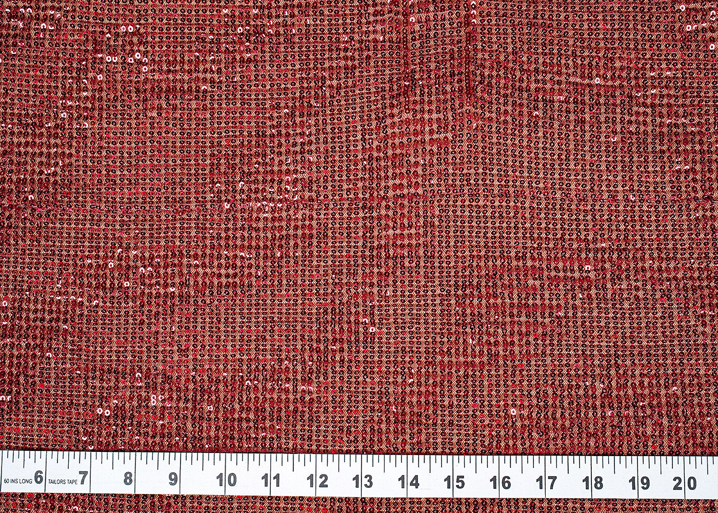 ( Pre-Cut 2.7 MTR) Wine Imported Net Fabric With All Over Sequins Work 18228