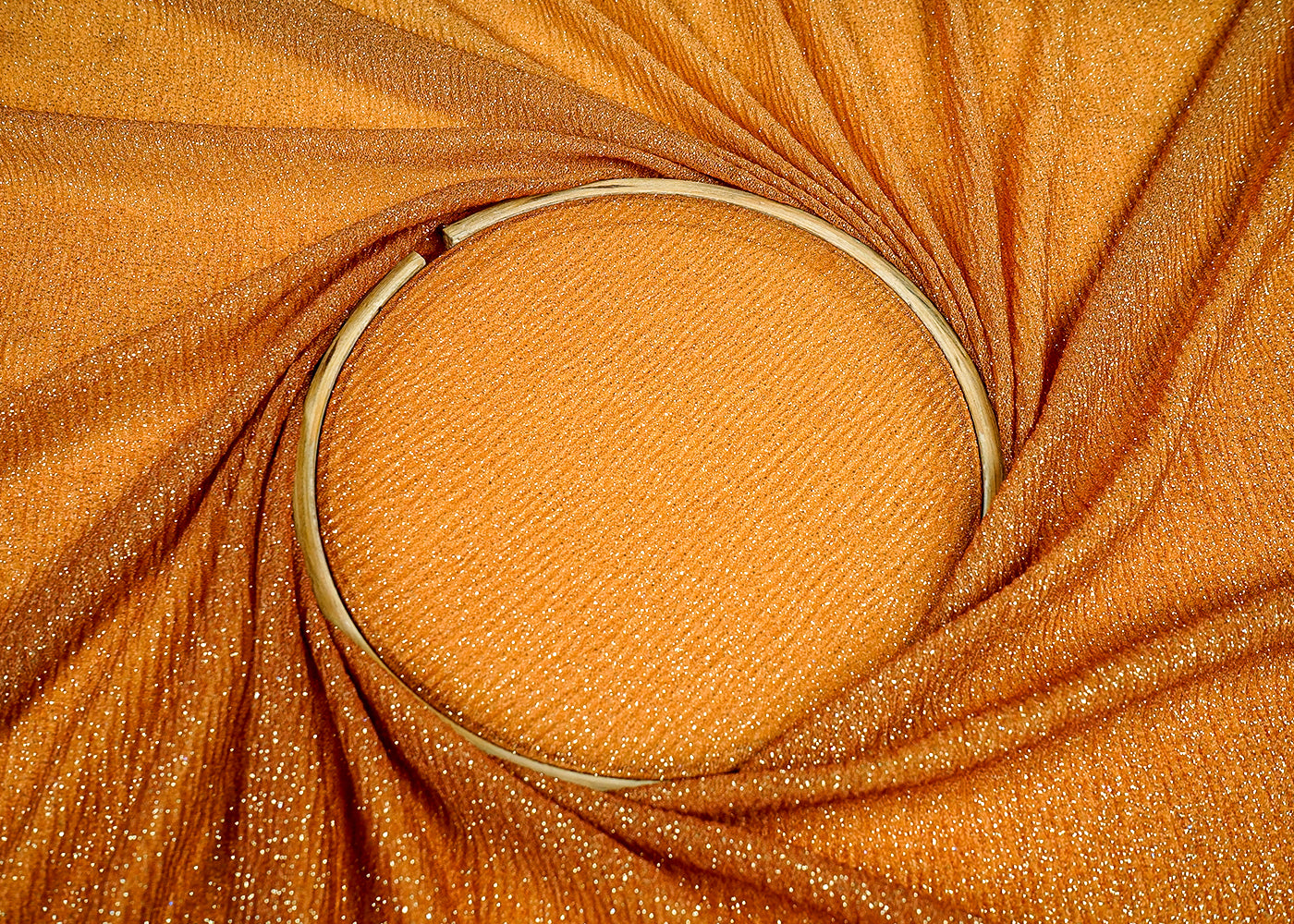 (Pre-Cut 1.7 MTR)Golden Lycra Net Fabric With Ombre Shade And All Over Sequins Work 18237