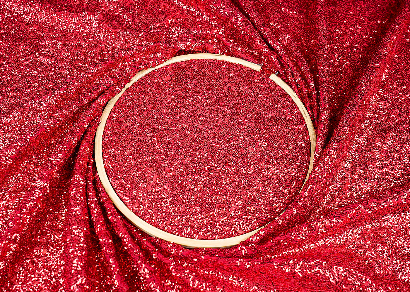 (Pre-Cut 2.2 MTR)Red Georgette Fabric With All Over Sequins Work 18243