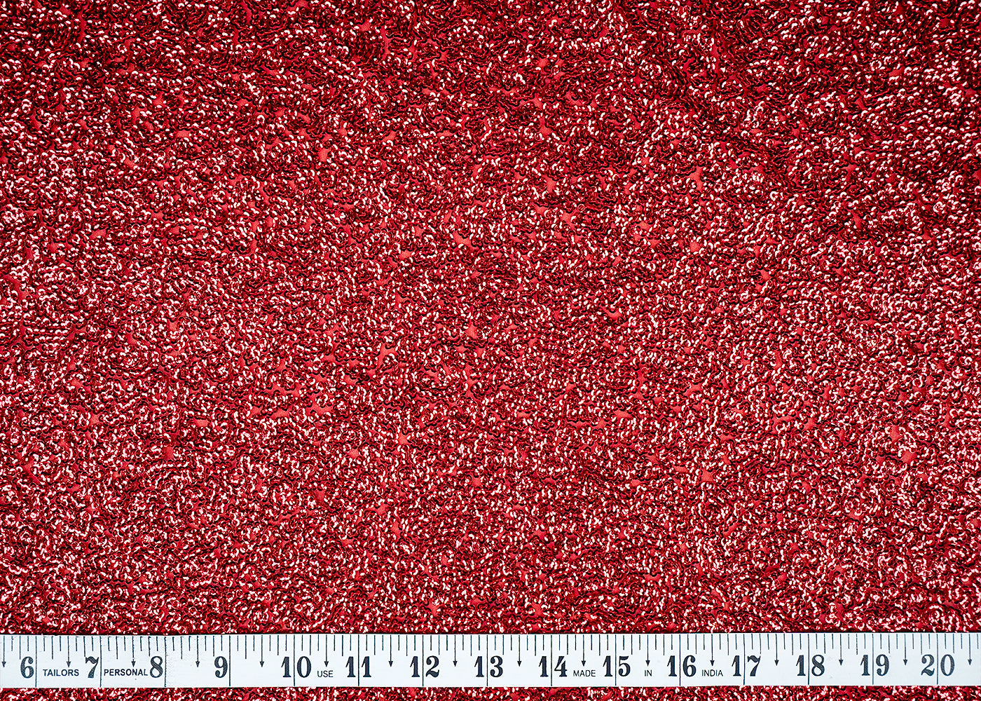 (Pre-Cut 2.2 MTR)Red Georgette Fabric With All Over Sequins Work 18243