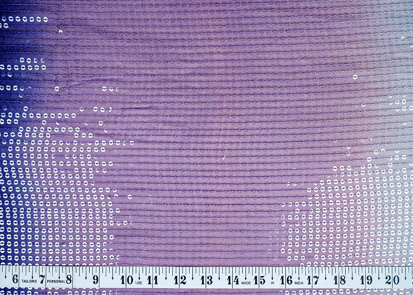 (Pre-Cut 4 MTR)Purple Georgette Fabric With Ombre Shade And All Over Sequins Work 18250