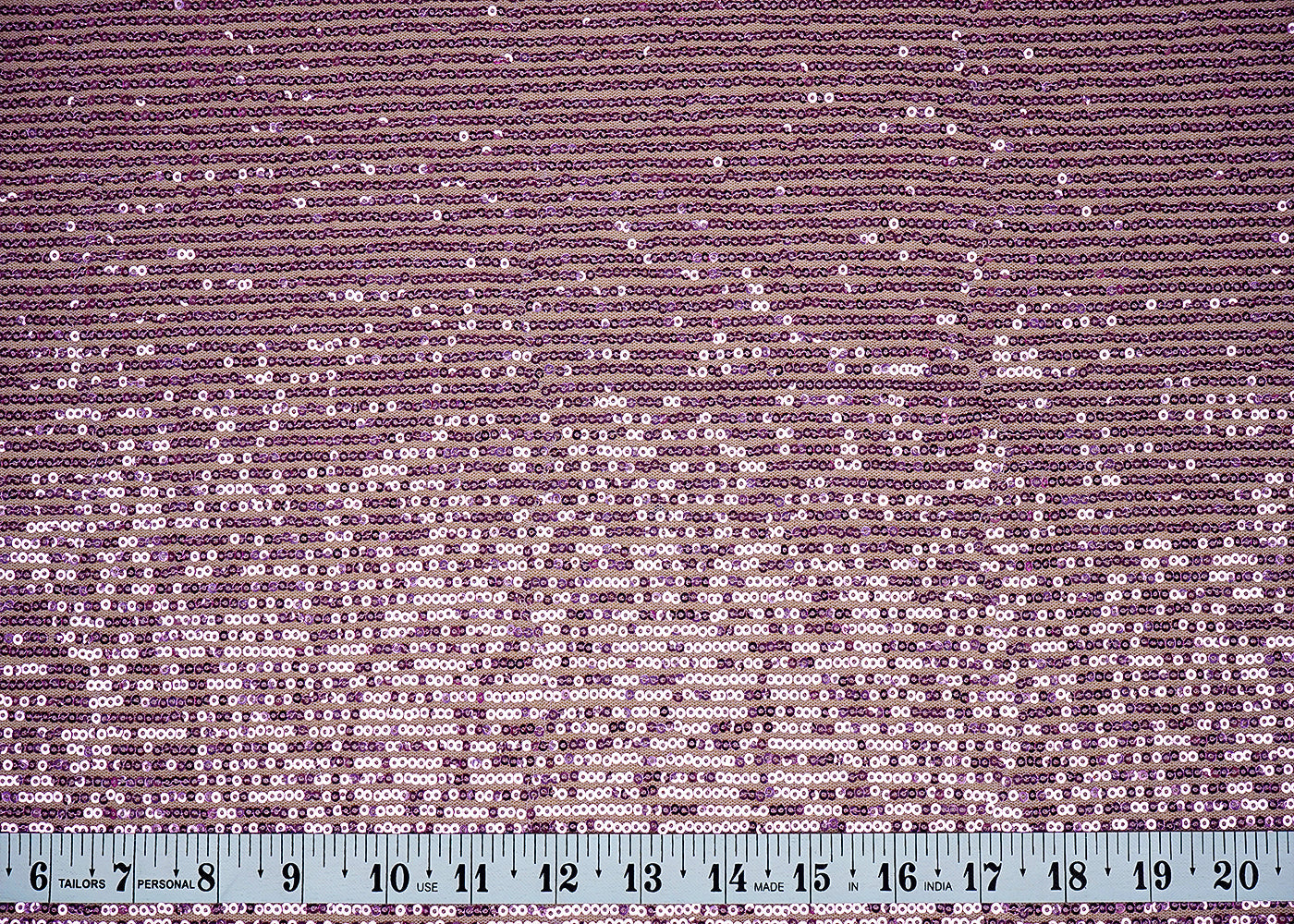 (Pre-Cut 2.7 MTR) Lavender Lycra Net Fabric With All Over Sequins Work 18267