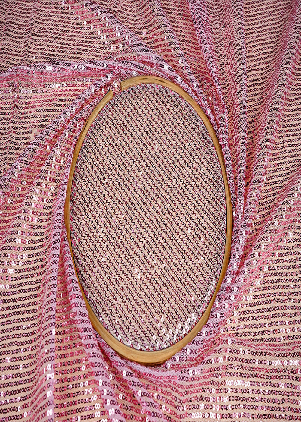 (Pre-Cut-2.9-MTR)Peach-Net-Abstract-Fabric-with-Crushed-Texture-18281