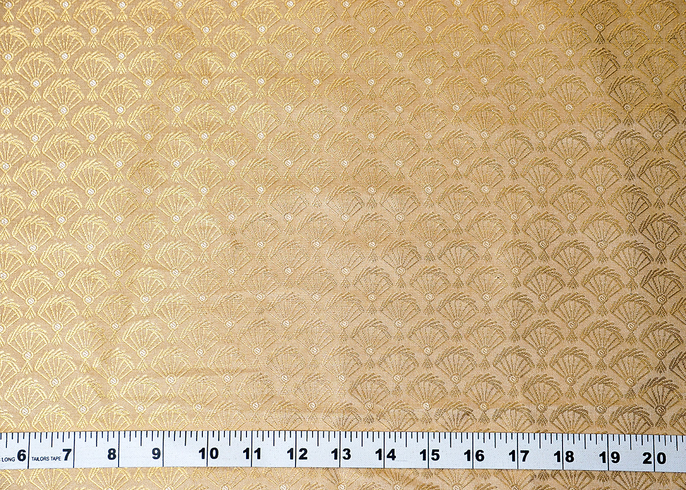 (Pre-Cut 2 MTR) Golden Banarasi Brocade Fabric With All Over Golden Zari Handloom 18341