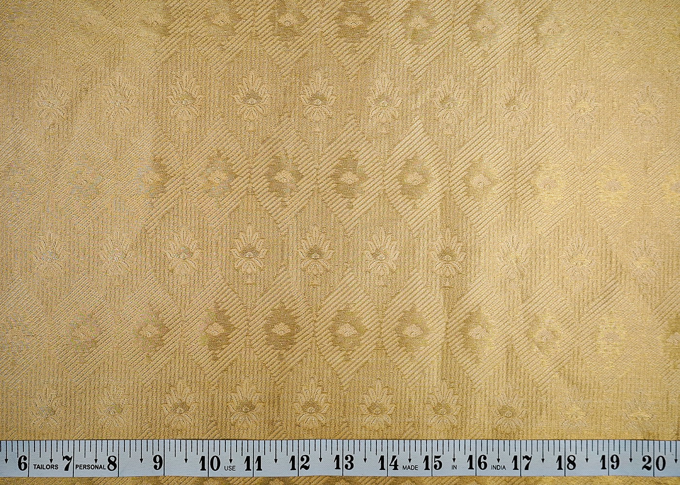 (Pre-Cut 2.55 MTR) Golden Banarasi Brocade Fabric With All Over Golden Zari Handloom 18345